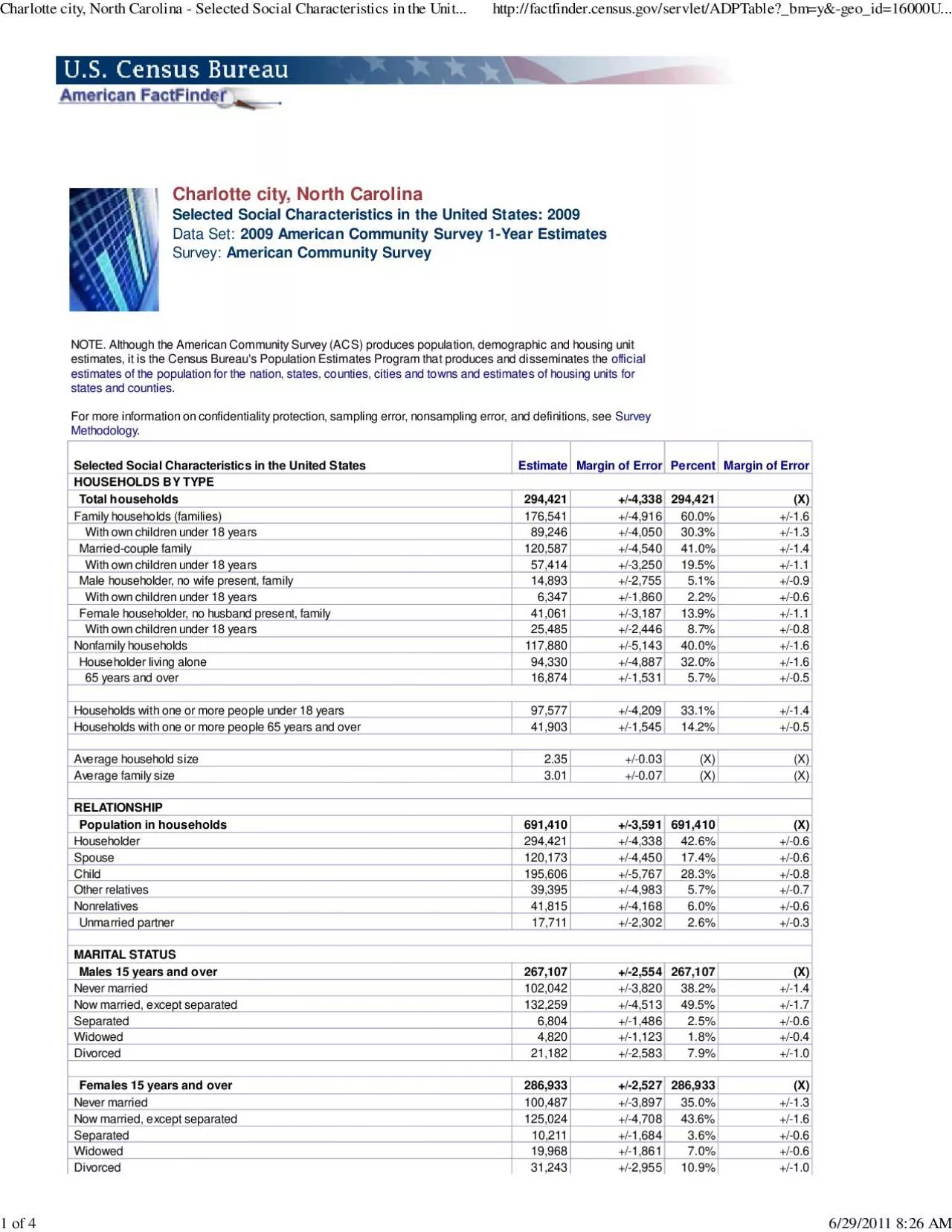 PDF-Charlotte city North CarolinaSelected Social Characteristics in the Un