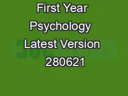 First Year Psychology  Latest Version  280621