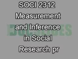 12 credits  SOCI 2312  Measurement and Inference in Social Research pr