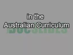 in the Australian Curriculum
