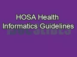 HOSA Health Informatics Guidelines