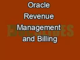 Oracle Revenue Management and Billing
