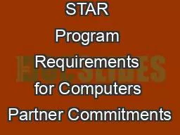 ENERGY STAR Program Requirements for Computers Partner Commitments