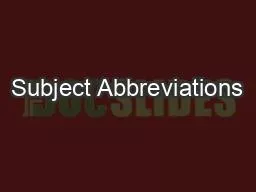 Subject Abbreviations