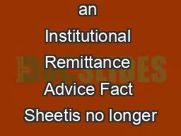 The Reading an Institutional Remittance Advice Fact Sheetis no longer