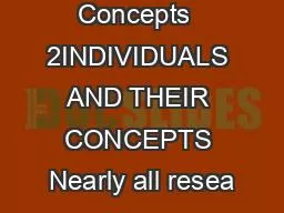 Individual Concepts  2INDIVIDUALS AND THEIR CONCEPTS Nearly all resea