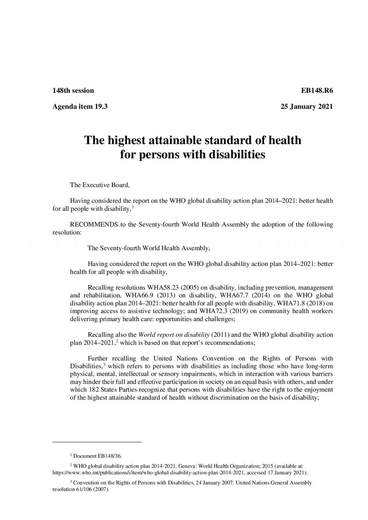 PDF-essionAgenda itemJanuaryThe highest attainable standard of healthfor p