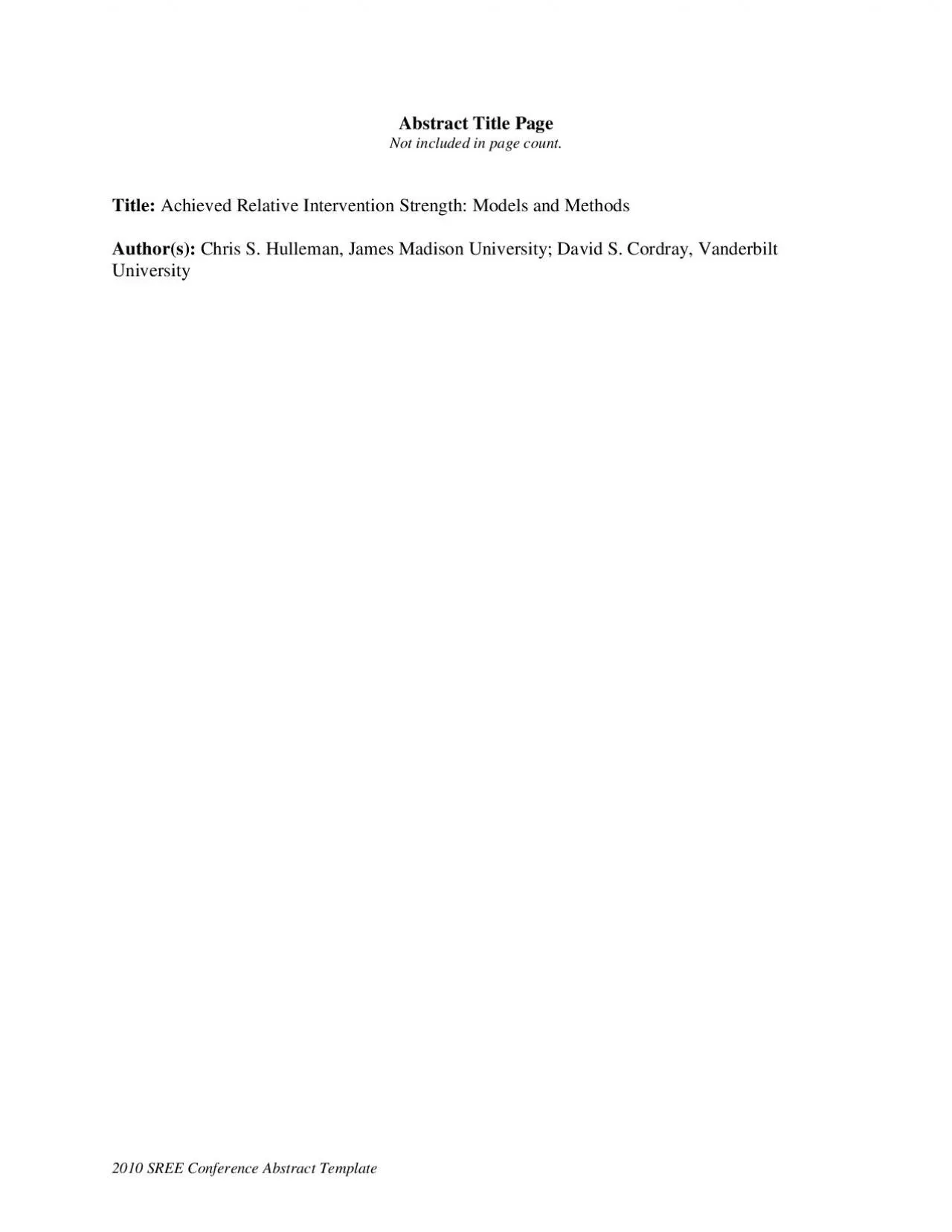 PDF-2010 SREE Conference Abstract TemplateNot included in page count