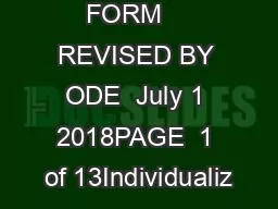 PR07 IEP FORM    REVISED BY ODE  July 1 2018PAGE  1 of 13Individualiz