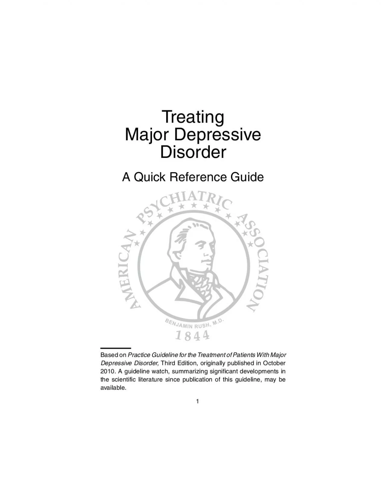 PDF-Treating Major Depressive DisorderA Quick Reference Guide