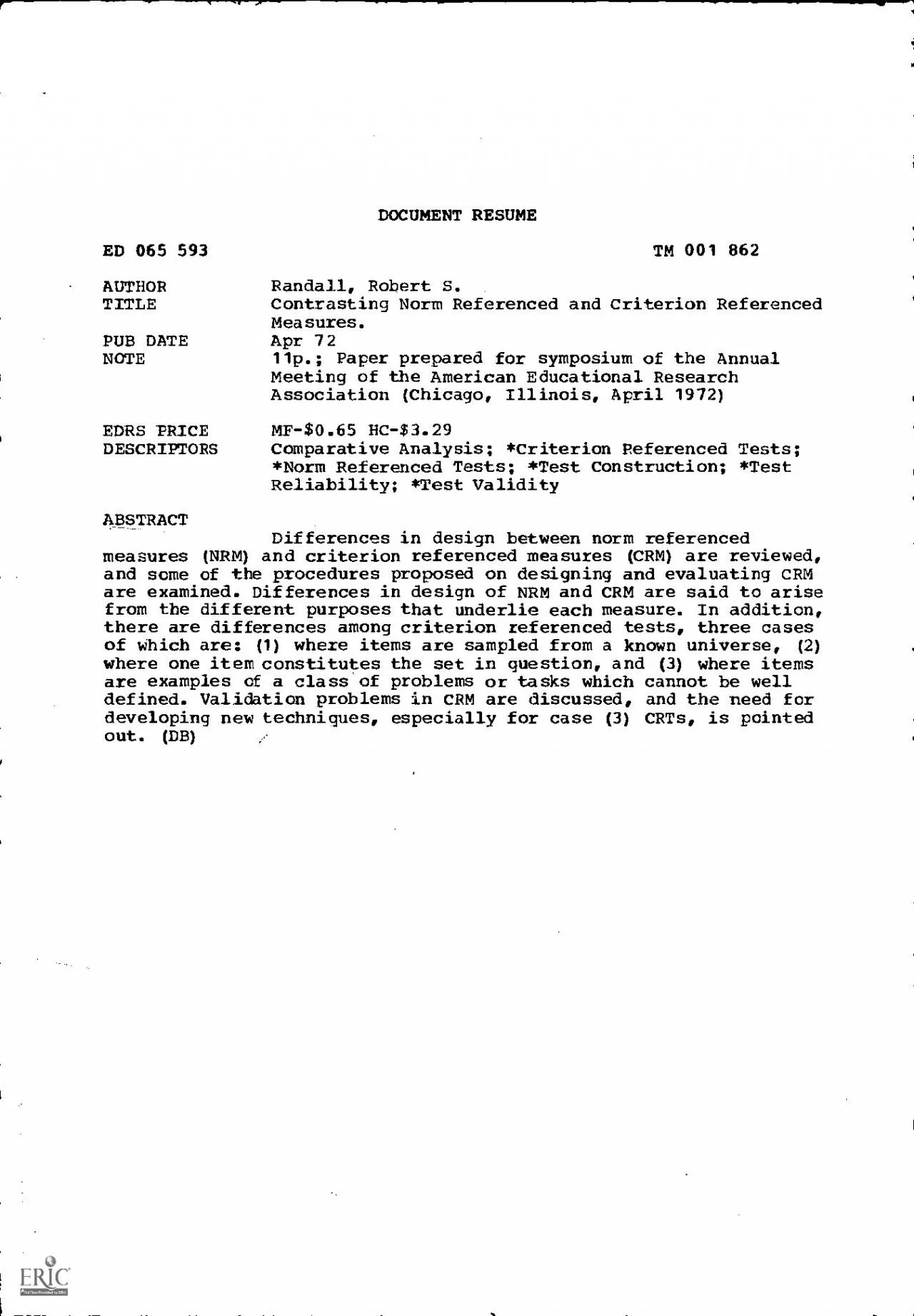 PDF-DOCUMENT RESUMEED 065 593TM 001 862AUTHORRandall Robert STITLEContrast