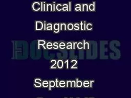 Journal of Clinical and Diagnostic Research 2012 September Suppl Vol6