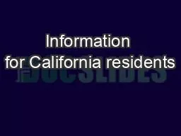 Information for California residents