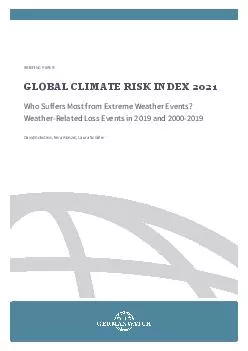 BRIEFING PAPERGLOBAL CLIMATE RISK INDEX 2021Who Suffers Most from Extr