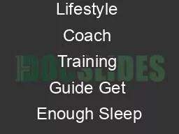 Lifestyle Coach Training Guide Get Enough Sleep