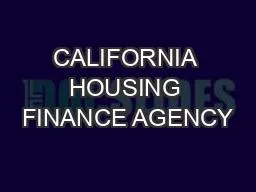 CALIFORNIA HOUSING FINANCE AGENCY