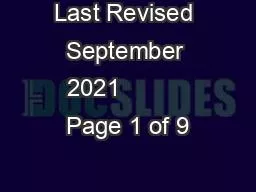 Last Revised September 2021          Page 1 of 9