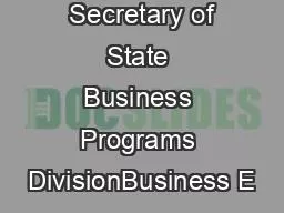 x0000x0000     Secretary of State Business Programs DivisionBusiness E