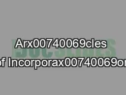 Arx00740069cles of Incorporax00740069on