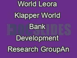Around the World Leora Klapper World Bank Development Research GroupAn