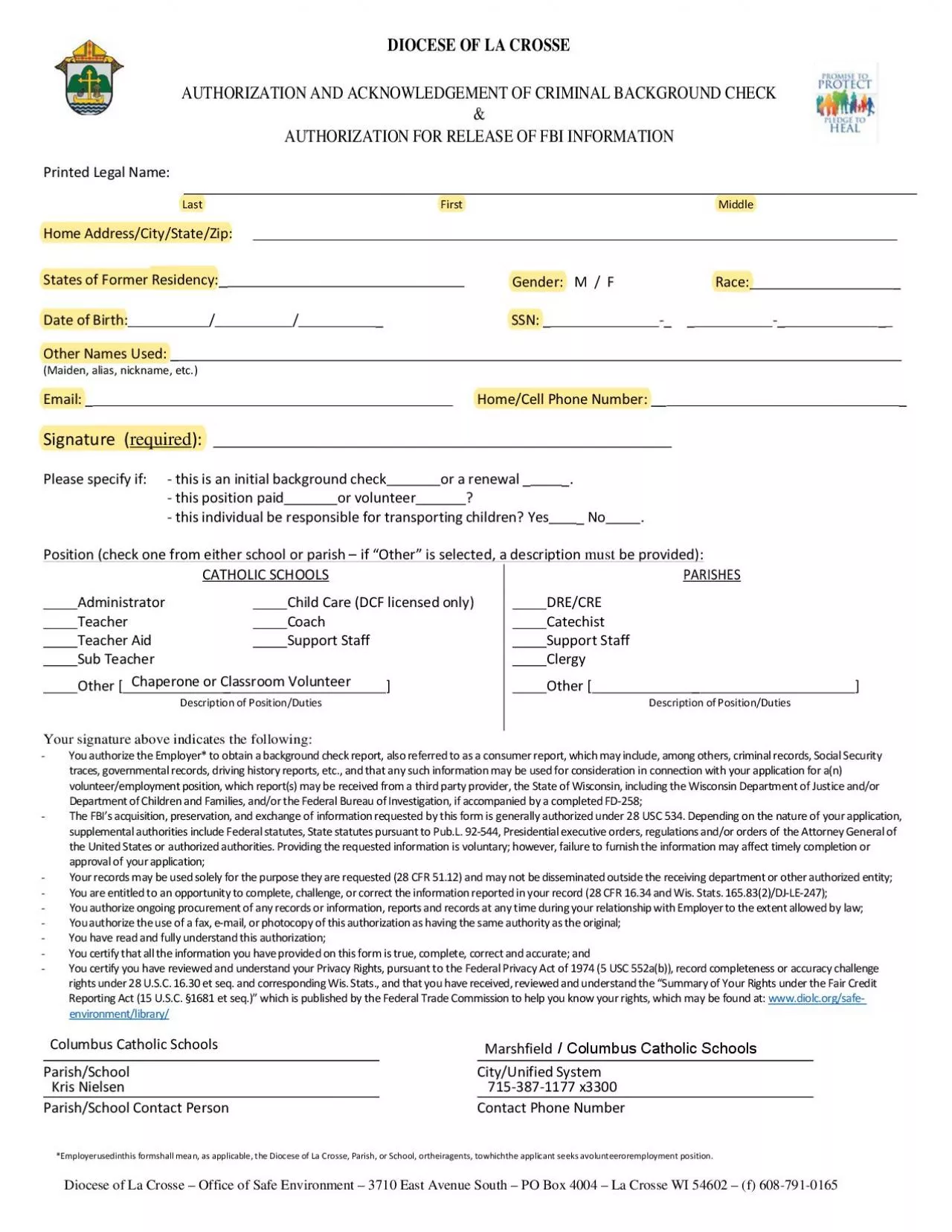 PDF-Printed LegalNameDIOCESE OF LA CROSSE