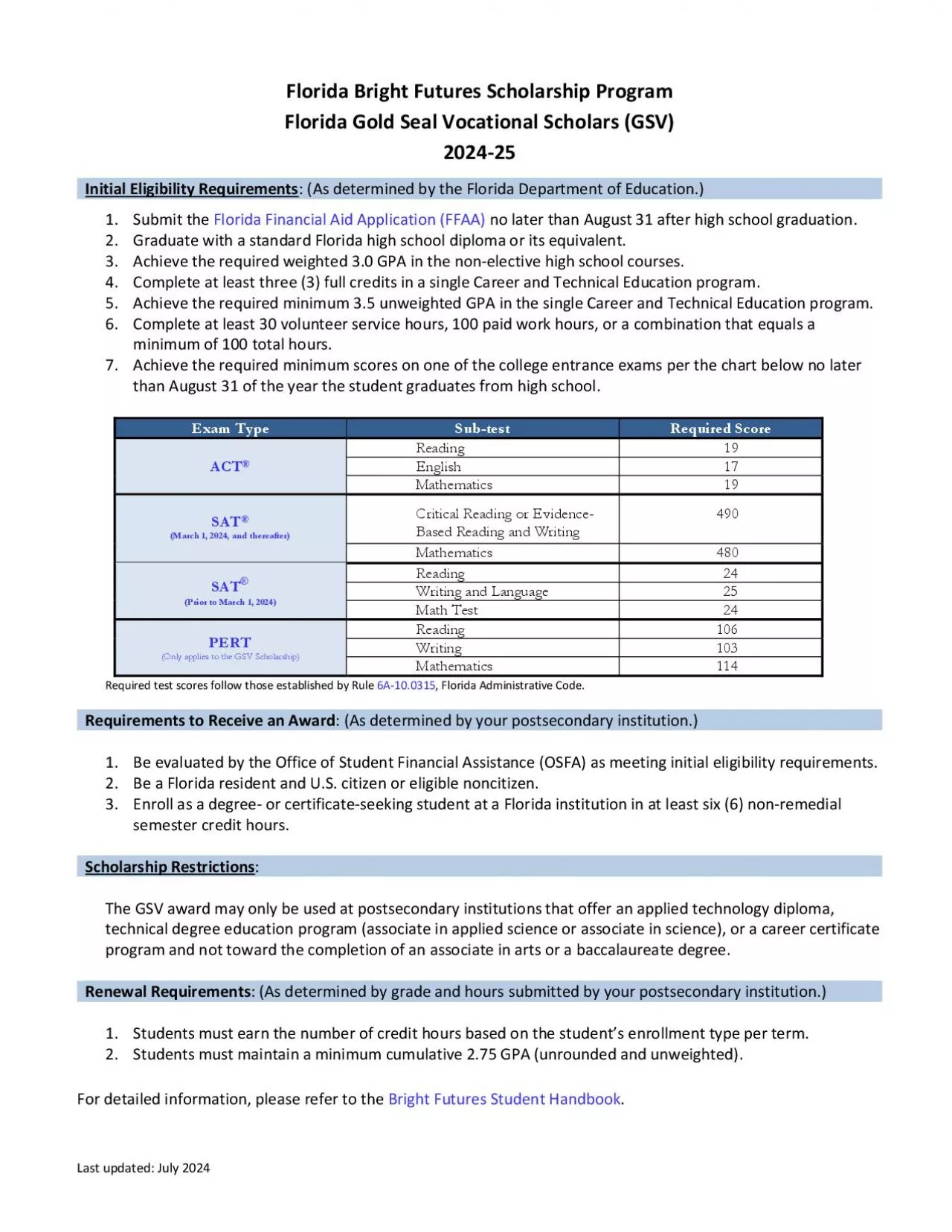 PDF-x0000x0000 Last updated 7132021Florida Bright Futures Scholarship Pr