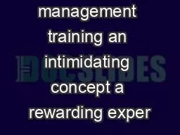 resource management training an intimidating concept a rewarding exper