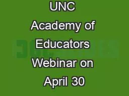 UNC Academy of Educators Webinar on April 30