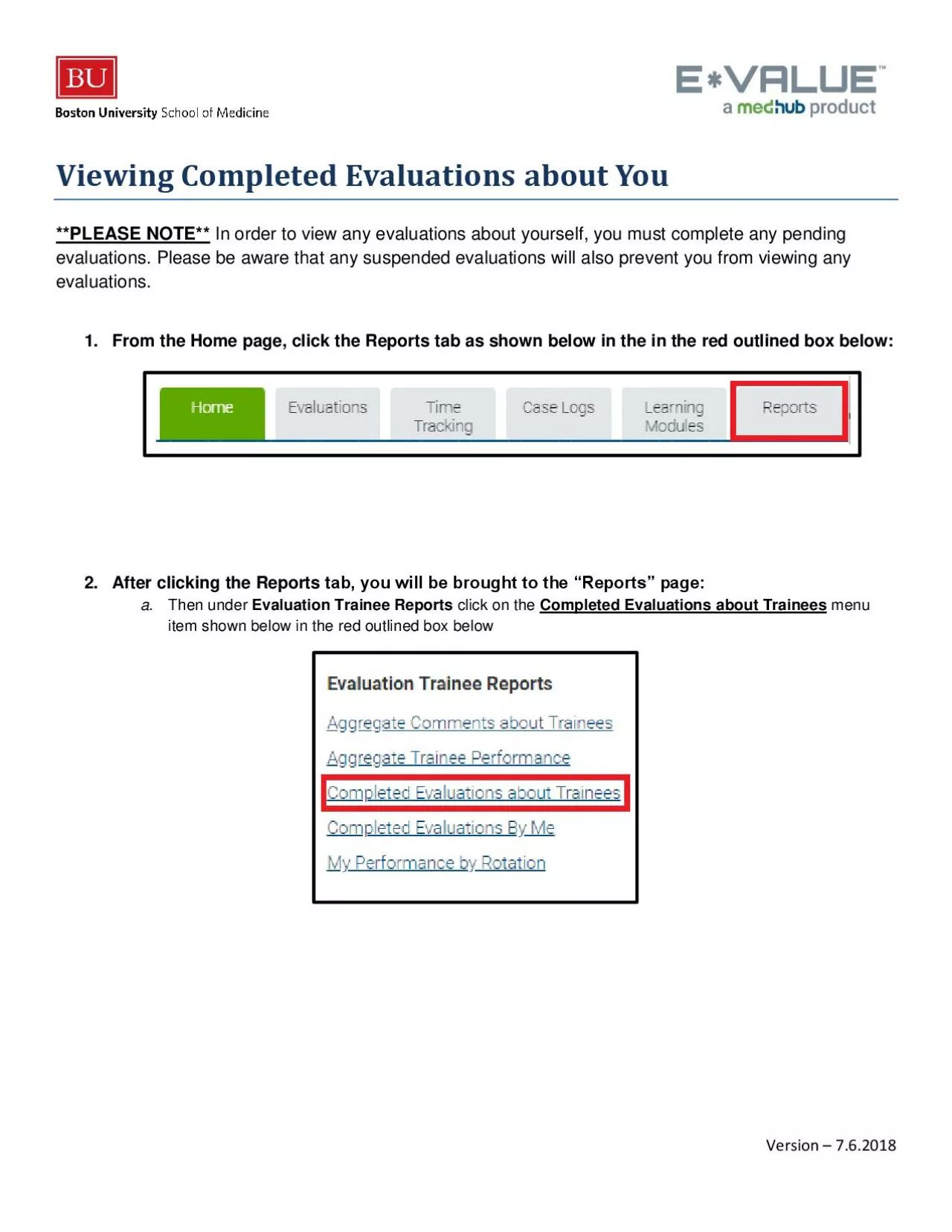 PDF-Viewing Completed Evaluations