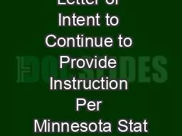 Letter of Intent to Continue to Provide Instruction Per Minnesota Stat