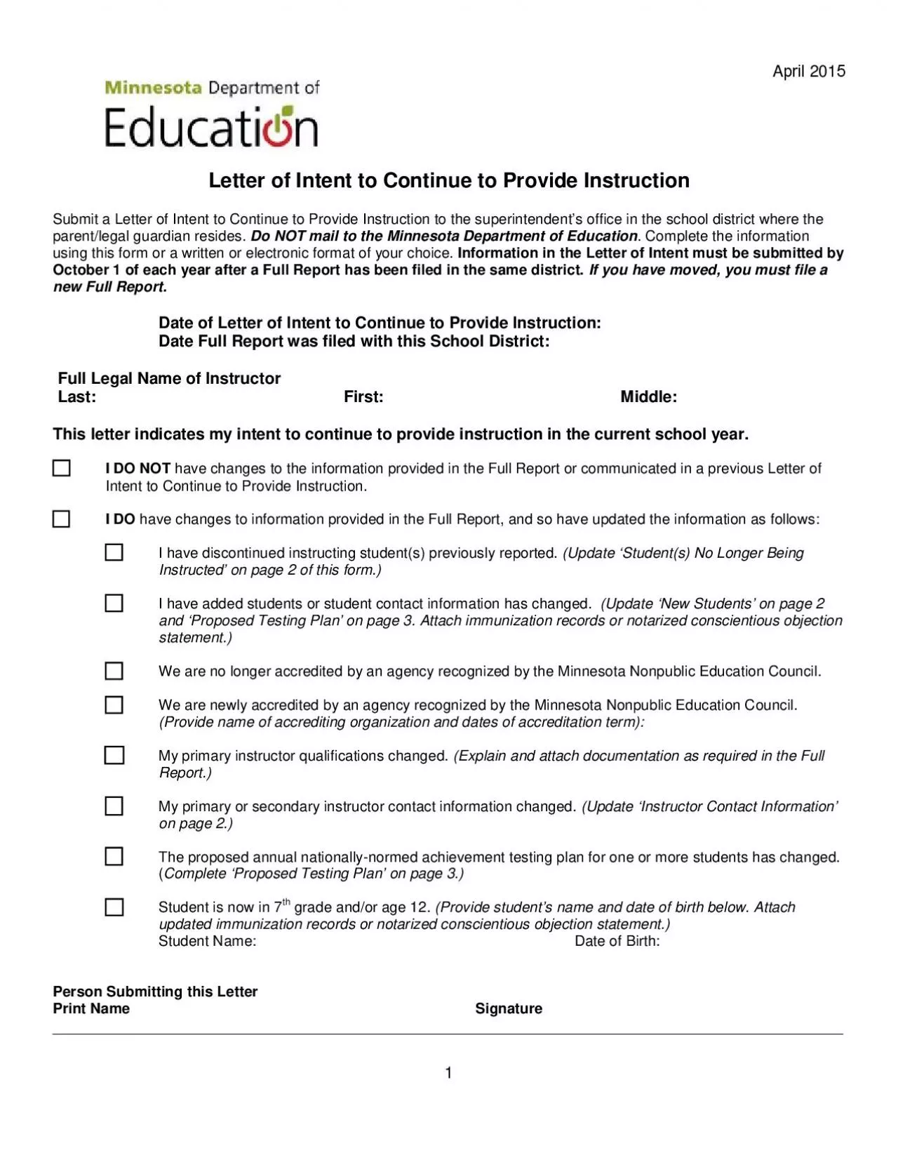 PDF-Letter of Intent to Continue to Provide Instruction