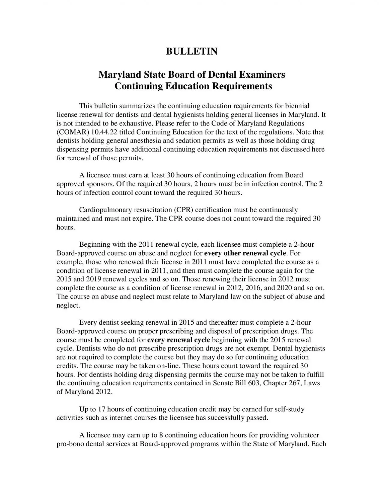 PDF-Maryland State Board of Dental Examiners