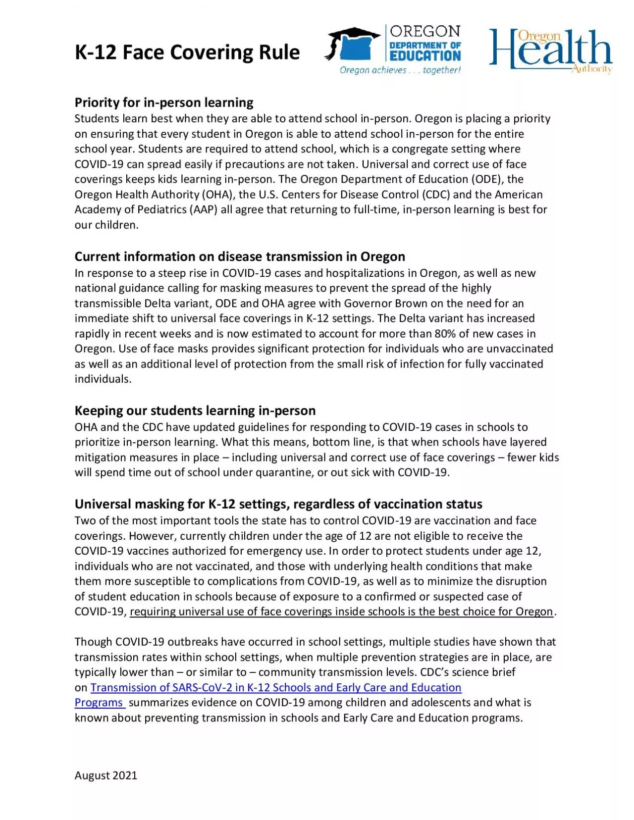 PDF-12 Face Covering Rule