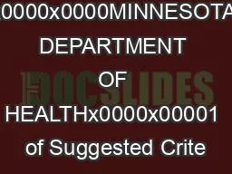 x0000x0000MINNESOTA DEPARTMENT OF HEALTHx0000x00001 of Suggested Crite