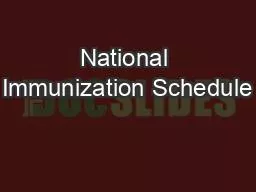 National Immunization Schedule