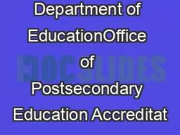 US Department of EducationOffice of Postsecondary Education Accreditat