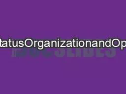 LegalStatusOrganizationandOperation