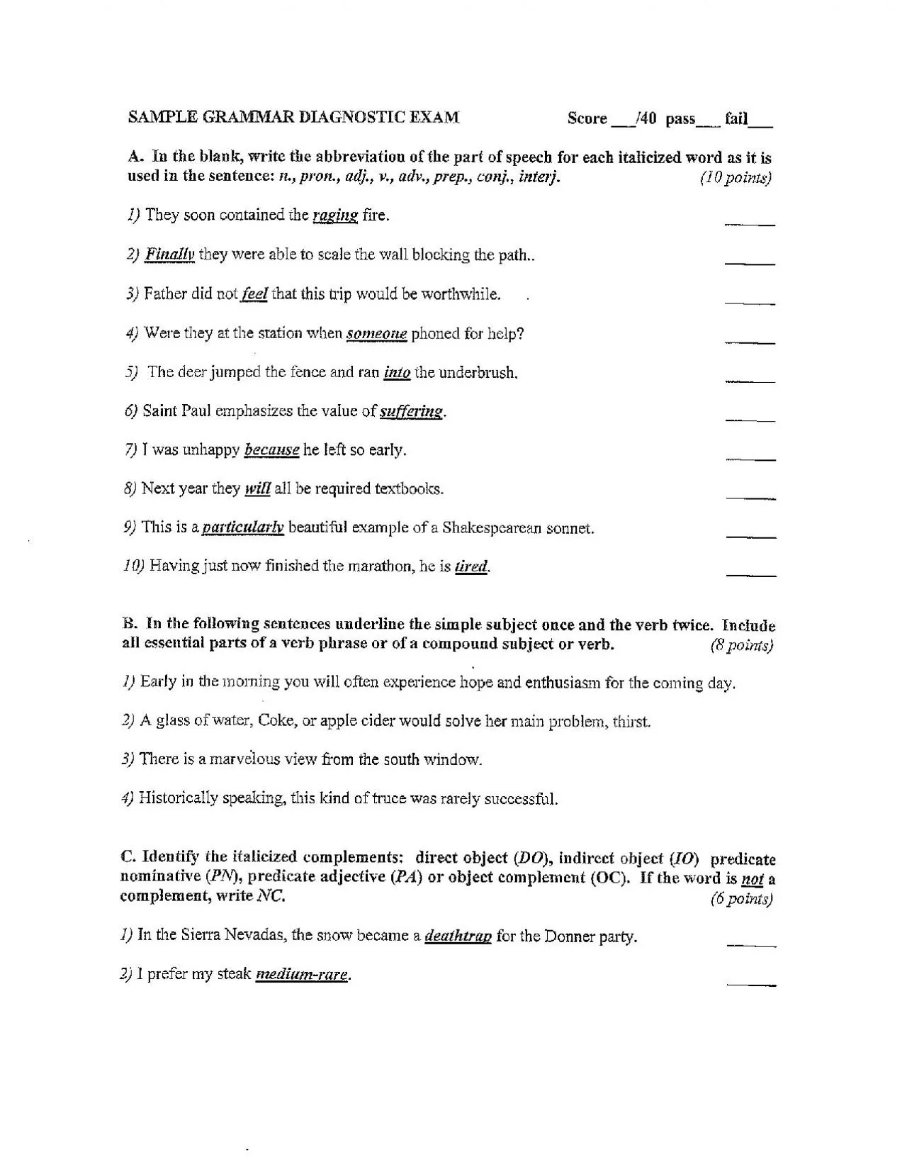 PDF-SAMPLEGRAMMARDIAGNOSTICEXAMScore140passfailAIntheblankwritetheabbrevia