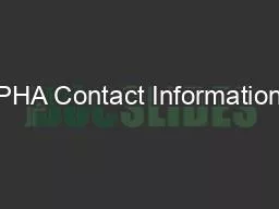 PHA Contact Information