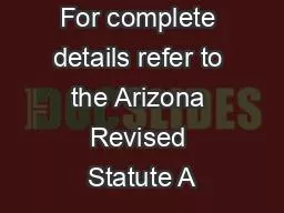 businesses For complete details refer to the Arizona Revised Statute A