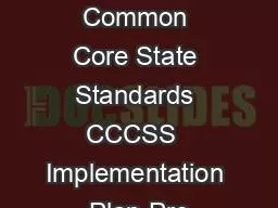 Californias Common Core State Standards CCCSS  Implementation Plan Pro