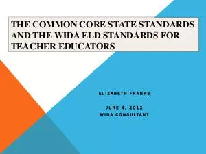 THE COMMON CORE STATE STANDARDS AND THE WIDA ELD STANDARDS FOR TEACHER