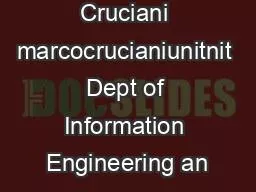 Marco Cruciani marcocrucianiunitnit Dept of Information Engineering an
