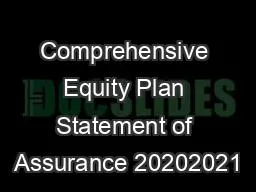 Comprehensive Equity Plan Statement of Assurance 20202021
