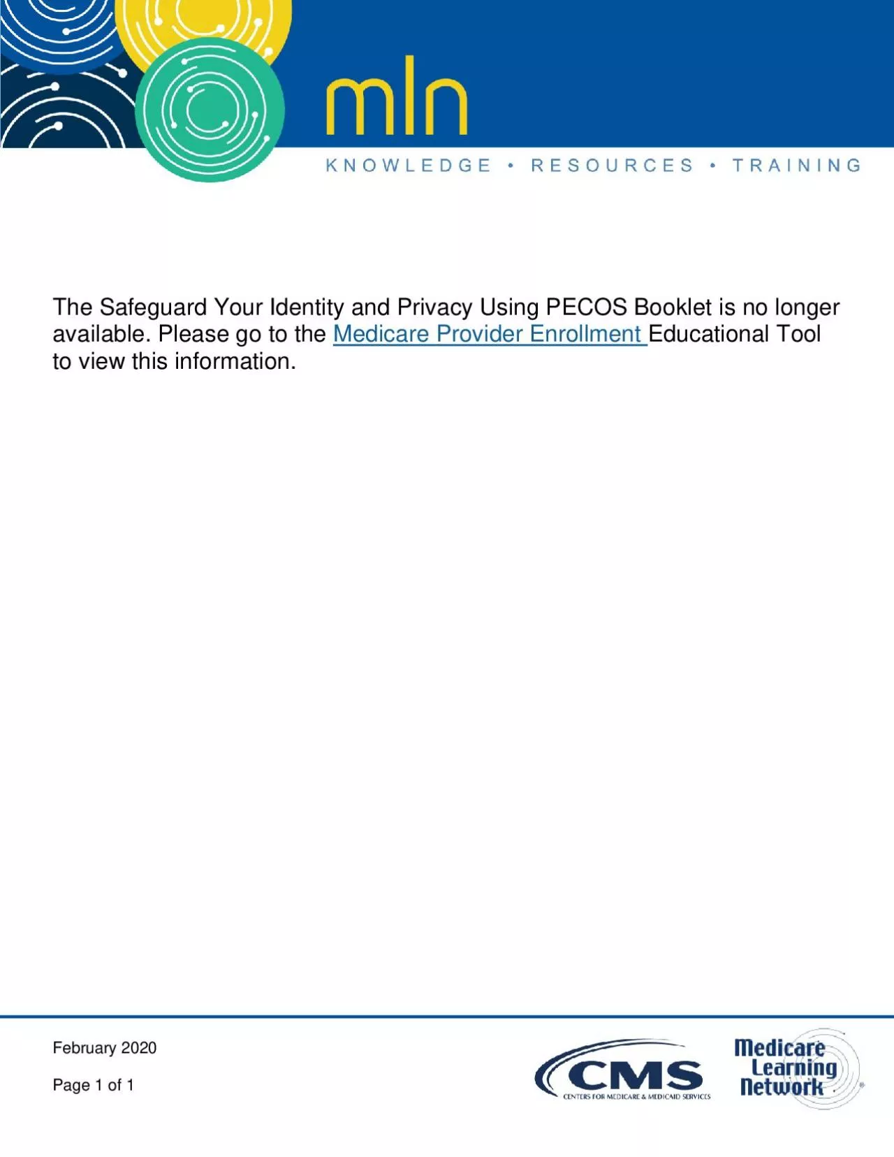 PDF-Safeguard Your Identity and Privacy Using PECOS Booklet