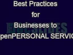 Best Practices for Businesses to ReopenPERSONAL SERVICES
