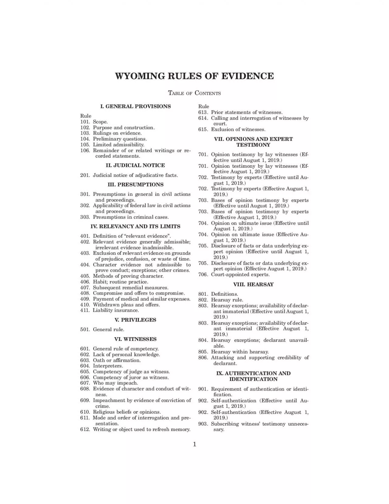 PDF-WYOMINGRULESOFEVIDENCEABLEOFIGENERALPROVISIONS101Scope102Purposeandcon