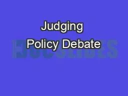 Judging Policy Debate