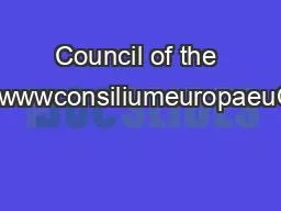 Council of the European UnionwwwconsiliumeuropaeuQC7809568ENC