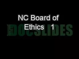 NC Board of Ethics   1